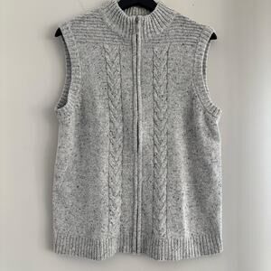 Y2K Christopher & Banks Knit Sweater Vest Size Large Zip Up Gray